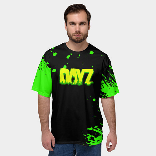 Мужская футболка оверсайз Dayz кислотное краски логотип / 3D-принт – фото 3