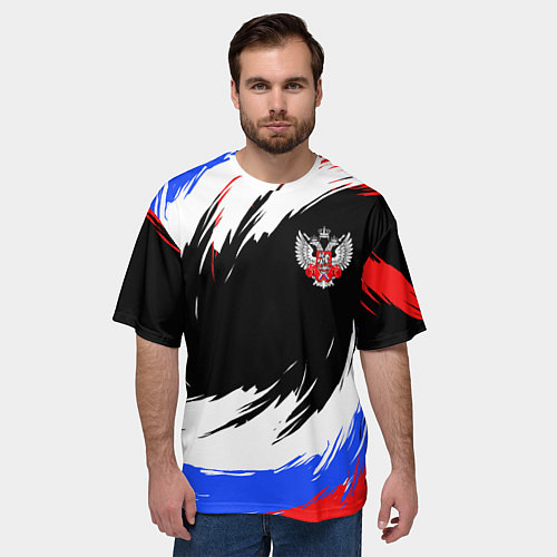 Мужская футболка оверсайз Федерация бокса РФ - краска / 3D-принт – фото 3