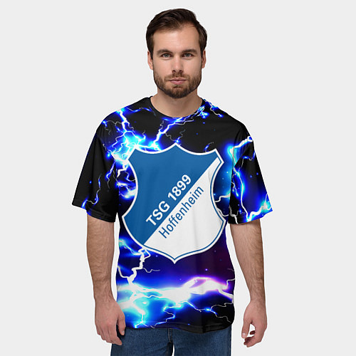 Мужская футболка оверсайз Хоффенхайм молнии / 3D-принт – фото 3