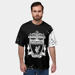 Футболка оверсайз мужская Liverpool белые краски текстура, цвет: 3D-принт — фото 2