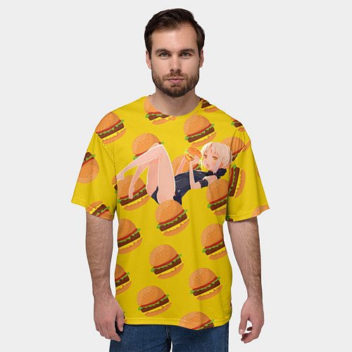 Мужская футболка оверсайз Сейбер Альтер в бургерах / 3D-принт – фото 3