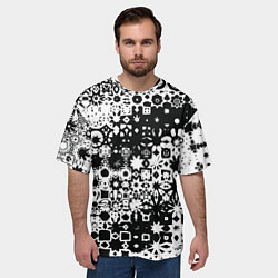 Футболка оверсайз мужская Черно-белая метаморфоза, цвет: 3D-принт — фото 2