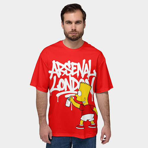 Мужская футболка оверсайз Граффити Арсенал и Барт Симпсон / 3D-принт – фото 3