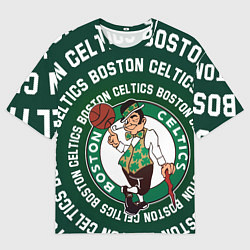 Футболка оверсайз мужская Бостон Селтикс логотип и надписи, цвет: 3D-принт