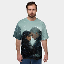 Футболка оверсайз мужская Йеннифэр и Геральт в обнимку, цвет: 3D-принт — фото 2