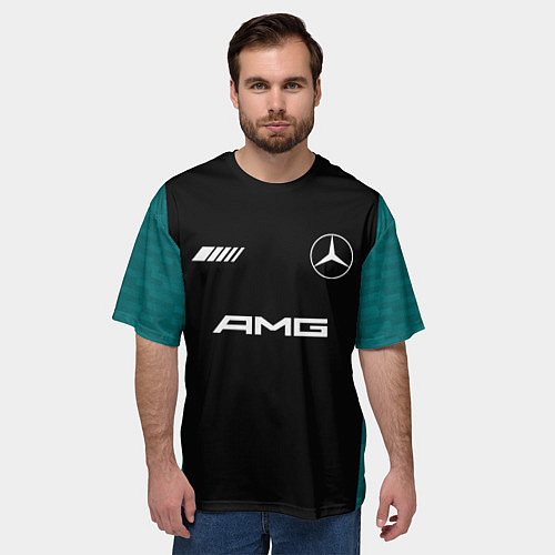 Мужская футболка оверсайз Мерседес АМГ ретро / 3D-принт – фото 3