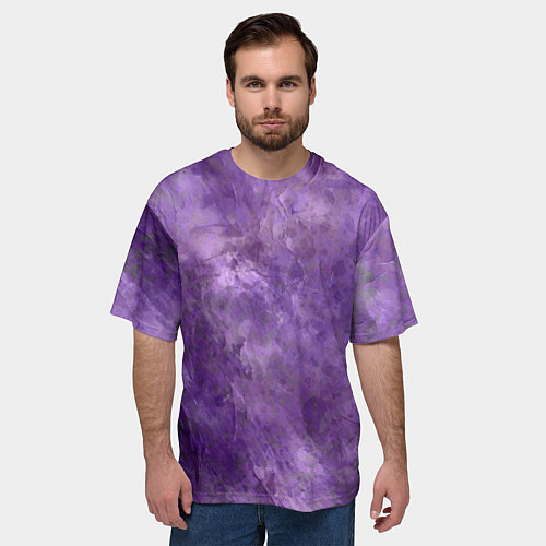 Мужская футболка оверсайз Абстракция - violet oil painting / 3D-принт – фото 3