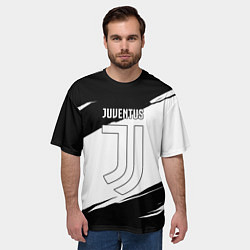 Футболка оверсайз мужская Ювентус черно белые полосы, цвет: 3D-принт — фото 2