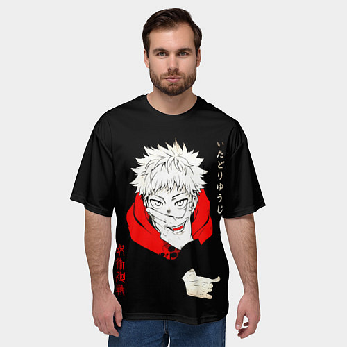 Мужская футболка оверсайз Магическая битва Итадори двуликий / 3D-принт – фото 3