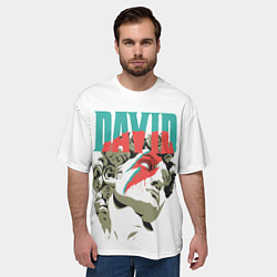 Футболка оверсайз мужская David Bowie статуя Давида, цвет: 3D-принт — фото 2