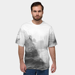 Футболка оверсайз мужская Абстракция серые волны, цвет: 3D-принт — фото 2