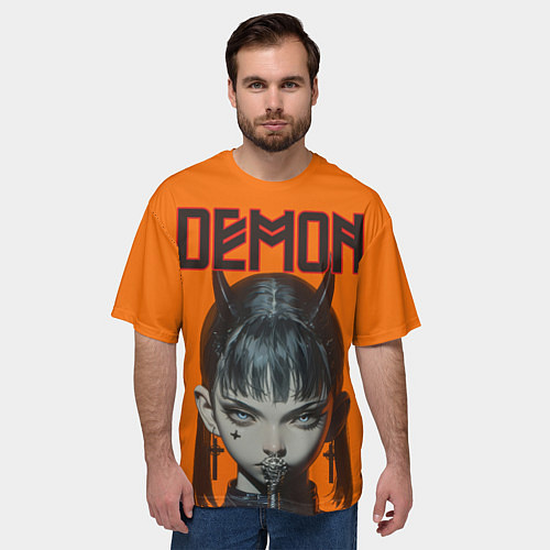 Мужская футболка оверсайз Девушка демон / 3D-принт – фото 3