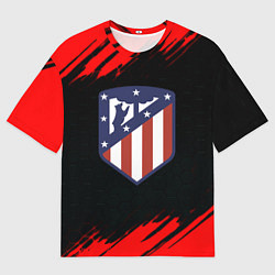 Футболка оверсайз мужская Атлетико Мадрид красные краски, цвет: 3D-принт
