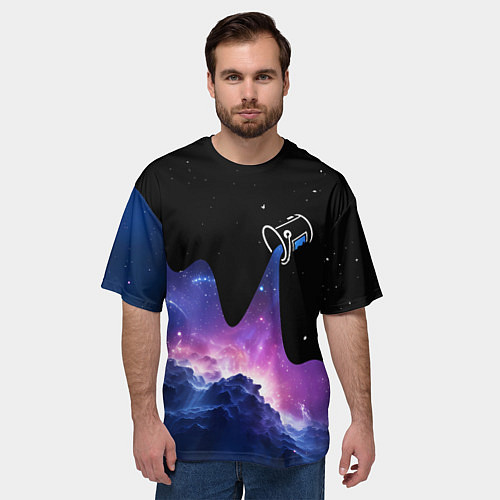Мужская футболка оверсайз Потеки космической краски / 3D-принт – фото 3