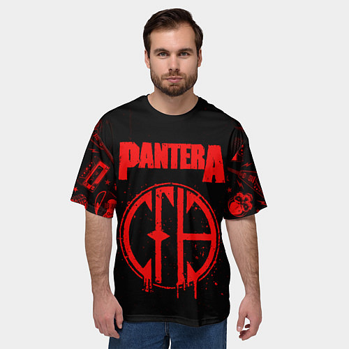 Мужская футболка оверсайз Pantera рок группа / 3D-принт – фото 3