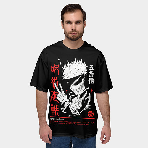 Мужская футболка оверсайз Годжо Сатору из Магической битвы / 3D-принт – фото 3