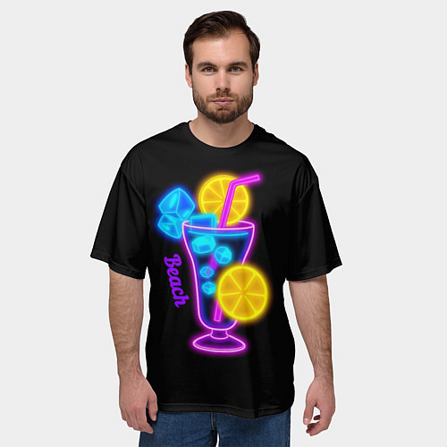 Мужская футболка оверсайз Night beach / 3D-принт – фото 3