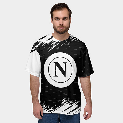 Мужская футболка оверсайз Napoli краски соты текстура / 3D-принт – фото 3