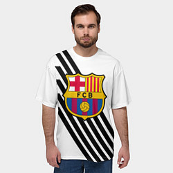 Футболка оверсайз мужская Barcelona черно белые полосы, цвет: 3D-принт — фото 2