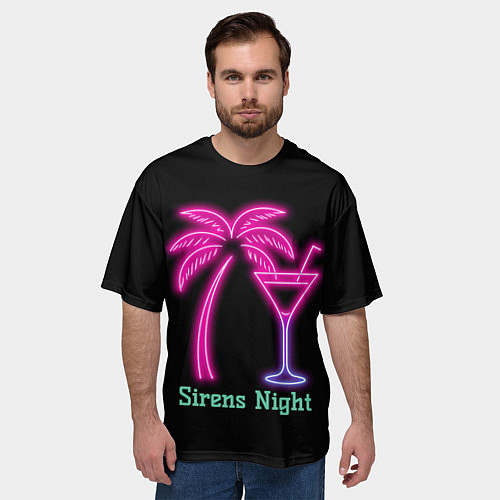 Мужская футболка оверсайз Sirens night / 3D-принт – фото 3