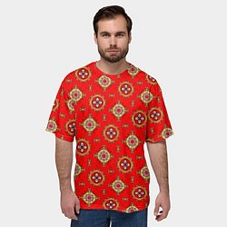 Футболка оверсайз мужская Яркий узор в этническом стиле, цвет: 3D-принт — фото 2