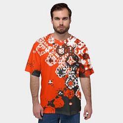 Футболка оверсайз мужская Красно-черная метаморфоза, цвет: 3D-принт — фото 2