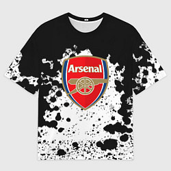 Футболка оверсайз мужская Арсенал черно белые краски, цвет: 3D-принт