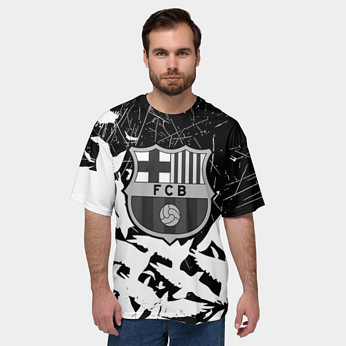 Мужская футболка оверсайз Barcelona черно белые птицы / 3D-принт – фото 3