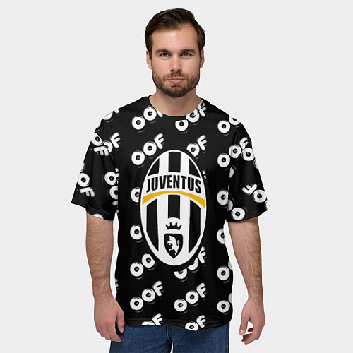 Мужская футболка оверсайз Juventus off pattern / 3D-принт – фото 3