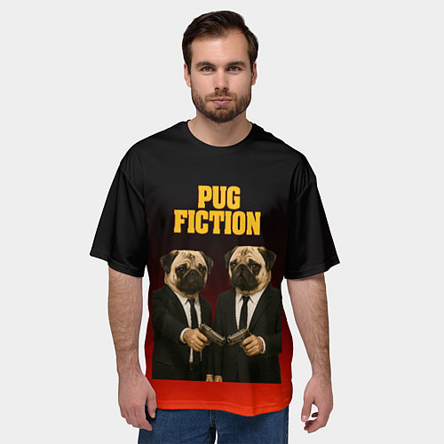 Мужская футболка оверсайз Пародия - Криминальное чтиво с мопсами / 3D-принт – фото 3