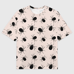 Футболка оверсайз мужская Паттерн с черными жуками, цвет: 3D-принт