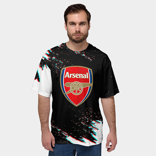 Мужская футболка оверсайз Арсенал краски глитч текстура / 3D-принт – фото 3