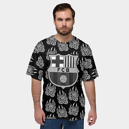 Мужская футболка оверсайз Barcelona лапы лес / 3D-принт – фото 3