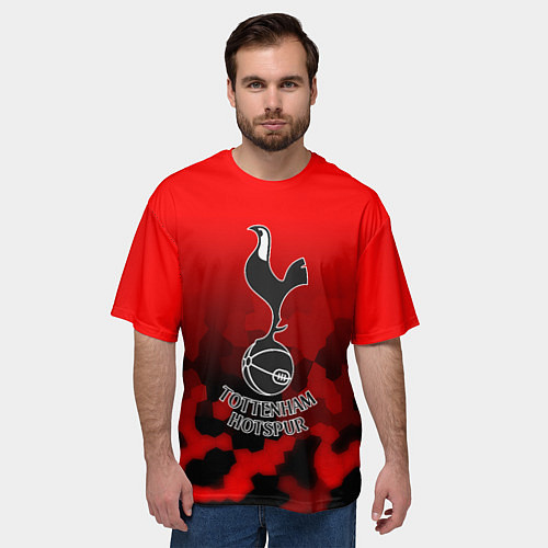 Мужская футболка оверсайз Тоттенхэм Хотспур камуфляж красный / 3D-принт – фото 3