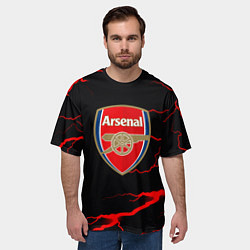 Футболка оверсайз мужская Arsenal красные молнии, цвет: 3D-принт — фото 2