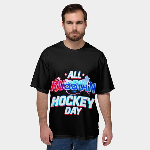 Мужская футболка оверсайз Hockey day / 3D-принт – фото 3