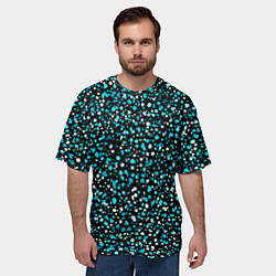 Футболка оверсайз мужская Голубые неоновые крапинки, цвет: 3D-принт — фото 2