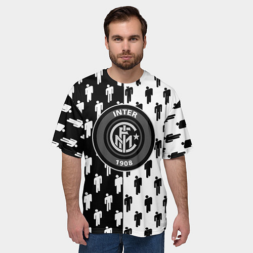 Мужская футболка оверсайз Inter паттерн люди спорт / 3D-принт – фото 3