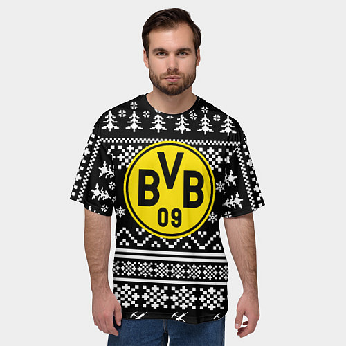 Мужская футболка оверсайз Borussia x fortnite pattern / 3D-принт – фото 3