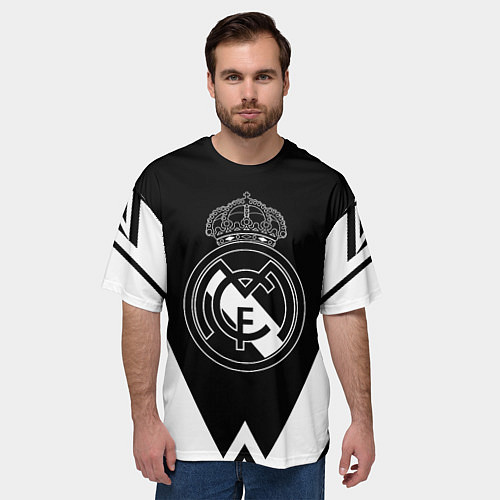 Мужская футболка оверсайз Real Madrid геометрия спорт / 3D-принт – фото 3