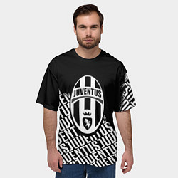 Футболка оверсайз мужская Ювентус надписи лого, цвет: 3D-принт — фото 2