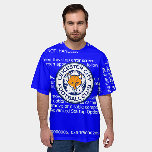 Мужская футболка оверсайз Лестер сити код / 3D-принт – фото 3