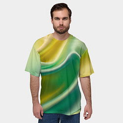 Футболка оверсайз мужская Шелк зеленый с желтым, цвет: 3D-принт — фото 2