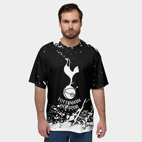 Мужская футболка оверсайз Тоттенхэм Хотспур белые краски / 3D-принт – фото 3
