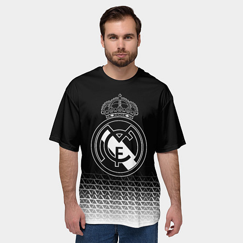 Мужская футболка оверсайз Реал Мадрид текстура геометрия / 3D-принт – фото 3