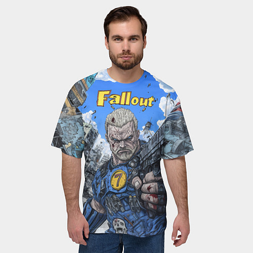 Мужская футболка оверсайз Fallout брутальный седьмой / 3D-принт – фото 3