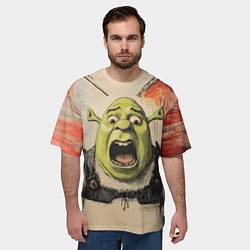Футболка оверсайз мужская Шрек в панике, цвет: 3D-принт — фото 2