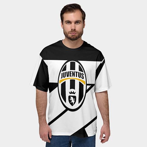 Мужская футболка оверсайз Ювентус полосы геометрия линии / 3D-принт – фото 3