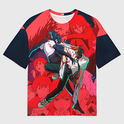 Футболка оверсайз мужская Битва с Резе Человек бензопила, цвет: 3D-принт