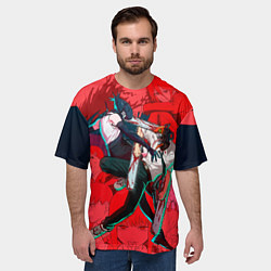 Футболка оверсайз мужская Битва с Резе Человек бензопила, цвет: 3D-принт — фото 2